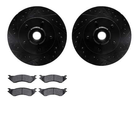 8302-40071, Rotors-Drilled And Slotted-Black With 3000 Series Ceramic Brake Pads, Zinc Coated
